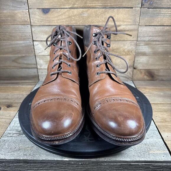 Johnston & Murphy Mens Size 9.5M Cap Toe Boots 1850 Brown Lace Up Ankle High - Picture 2 of 10